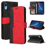 For iPhone XS Max Business Stitching-Color Horizontal Flip PU Leather Case with Holder & Card Slots & Photo Frame(Red)