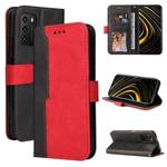 For Xiaomi Redmi 9T/9 Power/Note 9 4G/Poco M3 Business Stitching-Color Horizontal Flip PU Leather Case with Holder & Card Slots & Photo Frame(Red)
