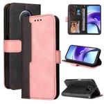 For Xiaomi Redmi Note 9T / Note 9 5G Business Stitching-Color Horizontal Flip PU Leather Case with Holder & Card Slots & Photo Frame(Pink)