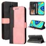 For Xiaomi Redmi Note 9S/Note 9 Pro/Note 9 Pro Max Business Stitching-Color Horizontal Flip PU Leather Case with Holder & Card Slots & Photo Frame(Pink)