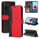 For Xiaomi Redmi Note 10 4G Business Stitching-Color Horizontal Flip PU Leather Case with Holder & Card Slots & Photo Frame(Red)