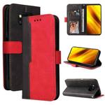 For Xiaomi Poco X3 / X3 Pro / X3 NFC Business Stitching-Color Horizontal Flip PU Leather Case with Holder & Card Slots & Photo Frame(Red)