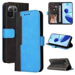 For Xiaomi Mi 11 Business Stitching-Color Horizontal Flip PU Leather Case with Holder & Card Slots & Photo Frame(Blue)