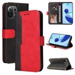 For Xiaomi Mi 11 Lite Business Stitching-Color Horizontal Flip PU Leather Case with Holder & Card Slots & Photo Frame(Red)