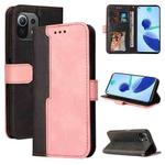 For Xiaomi Mi 11 Lite Business Stitching-Color Horizontal Flip PU Leather Case with Holder & Card Slots & Photo Frame(Pink)