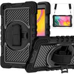 For Samsung Galaxy Tab A 8.0 2019 T290 360 Degree Rotation Contrast Color Shockproof Silicone + PC Case with Holder & Hand Grip Strap & Shoulder Strap(Black)