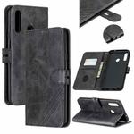 For Samsung Galaxy A10s Stitching Style 2-Color Cow Texture Horizontal Flip PU Leather Case with Holder & Card Slot & Lanyard(Black)