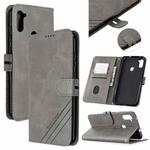 For Samsung Galaxy A11 Stitching Style 2-Color Cow Texture Horizontal Flip PU Leather Case with Holder & Card Slot & Lanyard(Gray)