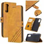 For Samsung Galaxy S20 Stitching Style 2-Color Cow Texture Horizontal Flip PU Leather Case with Holder & Card Slot & Lanyard(Yellow)