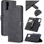 For Samsung Galaxy S20+ Stitching Style 2-Color Cow Texture Horizontal Flip PU Leather Case with Holder & Card Slot & Lanyard(Black)