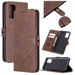 For Samsung Galaxy S20+ Stitching Style 2-Color Cow Texture Horizontal Flip PU Leather Case with Holder & Card Slot & Lanyard(Brown)