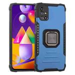 For Samsung Galaxy M31s Fierce Warrior Series Armor All-inclusive Shockproof Aluminum Alloy + TPU Protective Case with Ring Holder(Blue)