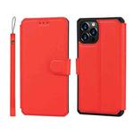 For iPhone 12 mini Plain Texture Horizontal Flip PU Leather Case with Holder & Card Slots & Photo Frame & Wallet & Strap (Red)
