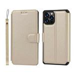 For iPhone 12 mini Plain Texture Horizontal Flip PU Leather Case with Holder & Card Slots & Photo Frame & Wallet & Strap (Gold)