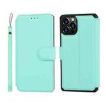 For iPhone 12 / 12 Pro Plain Texture Horizontal Flip PU Leather Case with Holder & Card Slots & Photo Frame & Wallet & Strap(Blue)
