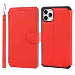 For iPhone 11 Pro Plain Texture Horizontal Flip PU Leather Case with Holder & Card Slots & Photo Frame & Wallet & Strap (Red)