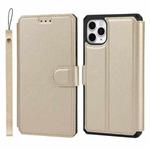For iPhone 11 Pro Plain Texture Horizontal Flip PU Leather Case with Holder & Card Slots & Photo Frame & Wallet & Strap (Gold)
