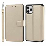 For iPhone 11 Pro Max Plain Texture Horizontal Flip PU Leather Case with Holder & Card Slots & Photo Frame & Wallet & Strap (Gold)