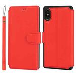 For iPhone X / XS Plain Texture Horizontal Flip PU Leather Case with Holder & Card Slots & Photo Frame & Wallet & Strap(Red)