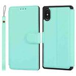 For iPhone X / XS Plain Texture Horizontal Flip PU Leather Case with Holder & Card Slots & Photo Frame & Wallet & Strap(Blue)