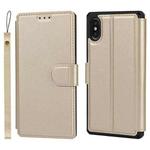 For iPhone X / XS Plain Texture Horizontal Flip PU Leather Case with Holder & Card Slots & Photo Frame & Wallet & Strap(Gold)