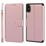 For iPhone X / XS Plain Texture Horizontal Flip PU Leather Case with Holder & Card Slots & Photo Frame & Wallet & Strap(Pink)