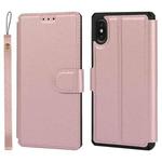 For iPhone XS Max Plain Texture Horizontal Flip PU Leather Case with Holder & Card Slots & Photo Frame & Wallet & Strap(Pink)