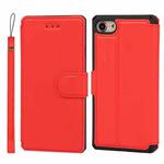 Plain Texture Horizontal Flip PU Leather Case with Holder & Card Slots & Photo Frame & Wallet & Strap For iPhone 7 / 8 / SE 2020(Red)