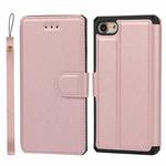 Plain Texture Horizontal Flip PU Leather Case with Holder & Card Slots & Photo Frame & Wallet & Strap For iPhone 7 / 8 / SE 2020(Pink)