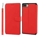 Plain Texture Horizontal Flip PU Leather Case with Holder & Card Slots & Photo Frame & Wallet & Strap For iPhone 7 Plus / 8 Plus(Red)