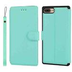 Plain Texture Horizontal Flip PU Leather Case with Holder & Card Slots & Photo Frame & Wallet & Strap For iPhone 7 Plus / 8 Plus(Blue)