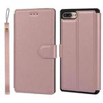 Plain Texture Horizontal Flip PU Leather Case with Holder & Card Slots & Photo Frame & Wallet & Strap For iPhone 7 Plus / 8 Plus(Pink)