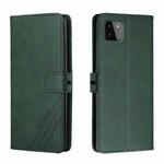 For Samsung Galaxy A22 5G Stitching Style 2-Color Cow Texture Horizontal Flip PU Leather Case with Holder & Card Slot & Lanyard(Green)