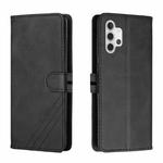 For Samsung Galaxy A32 4G Stitching Style 2-Color Cow Texture Horizontal Flip PU Leather Case with Holder & Card Slot & Lanyard(Black)