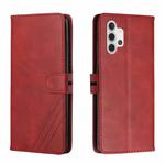 For Samsung Galaxy A32 4G Stitching Style 2-Color Cow Texture Horizontal Flip PU Leather Case with Holder & Card Slot & Lanyard(Red)