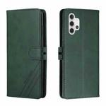 For Samsung Galaxy A32 4G Stitching Style 2-Color Cow Texture Horizontal Flip PU Leather Case with Holder & Card Slot & Lanyard(Green)