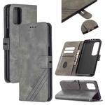 For Samsung Galaxy A42 5G Stitching Style 2-Color Cow Texture Horizontal Flip PU Leather Case with Holder & Card Slot & Lanyard(Gray)