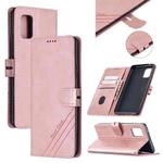 For Samsung Galaxy A71 5G Stitching Style 2-Color Cow Texture Horizontal Flip PU Leather Case with Holder & Card Slot & Lanyard(Rose Gold)