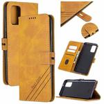 For Samsung Galaxy Note20 Stitching Style 2-Color Cow Texture Horizontal Flip PU Leather Case with Holder & Card Slot & Lanyard(Yellow)