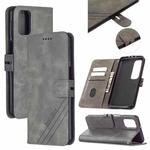 For Samsung Galaxy S20 FE Stitching Style 2-Color Cow Texture Horizontal Flip PU Leather Case with Holder & Card Slot & Lanyard(Gray)