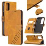 For Samsung Galaxy S20 FE Stitching Style 2-Color Cow Texture Horizontal Flip PU Leather Case with Holder & Card Slot & Lanyard(Yellow)