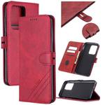 For Samsung Galaxy S21 Ultra 5G Stitching Style 2-Color Cow Texture Horizontal Flip PU Leather Case with Holder & Card Slot & Lanyard(Red)