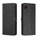 For Samsung Galaxy Xcover 5 Stitching Style 2-Color Cow Texture Horizontal Flip PU Leather Case with Holder & Card Slot & Lanyard(Black)