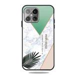 Frosted Fashion Marble Shockproof  TPU Protective Case For iPhone 13 mini(Green White Grass)