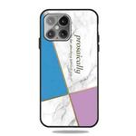 For iPhone 13 Pro Frosted Fashion Marble Shockproof  TPU Protective Case (Blue-violet Triangle)