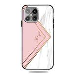 For iPhone 13 Pro Frosted Fashion Marble Shockproof  TPU Protective Case (Pink Triangle)