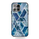 For iPhone 13 Pro Max Frosted Fashion Marble Shockproof  TPU Protective Case (Dark Blue Square)