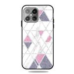 For iPhone 13 Pro Max Frosted Fashion Marble Shockproof  TPU Protective Case (White Pink Triangle)