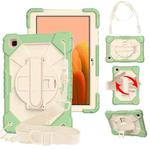 For Samsung Galaxy Tab A7 T500 / T505 Contrast Color Robot Shockproof Silicon + PC Protective Case with Holder & Shoulder Strap(Matcha Green)