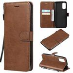For Motorola Moto G60 / G40 Fusion Solid Color Horizontal Flip Protective Leather Case with Holder & Card Slots & Wallet & Photo Frame & Lanyard(Brown)